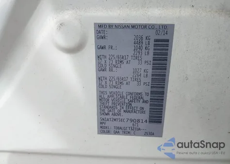 2014 Nissan Rogue Sv from USA, damaged, VIN 5N1AT2MT5EC790814